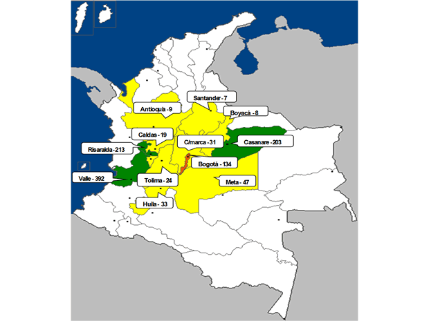 Distribución de jueces de paz en Colombia